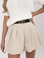 Hurt Beżowe damskie spódnico-spodenki z paskiem