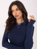 Granatowa dopasowana bluzka basic z bawełny