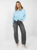 Jasnoniebieska casualowa koszula z bawełny RUE PARIS  