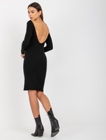 Hurt Czarna sukienka z dzianiny z dekoltem