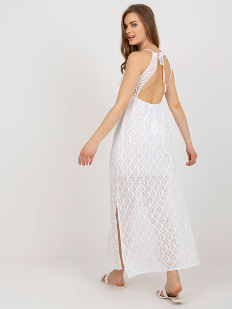 Hurt Biała sukienka ażurowa z wiązaniem OCH BELLA