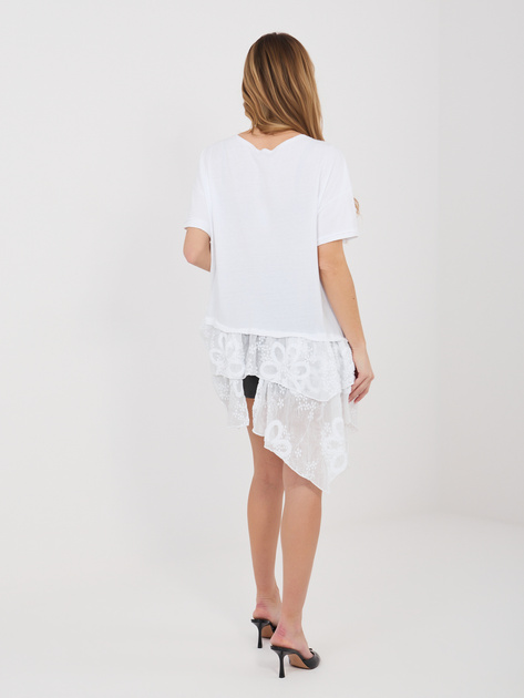 Biała długa bluzka oversize z haftem