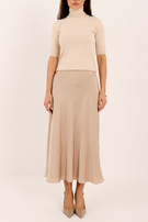 Beige elegant midi skirt.