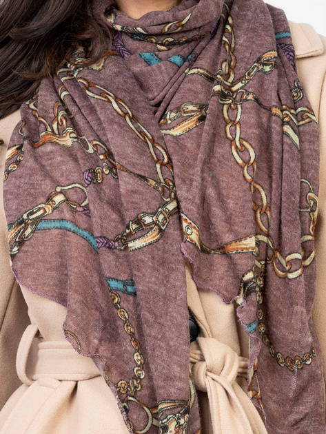 Ciemnofioletowa damska chusta z nadrukiem