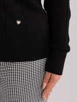 Hurt Czarny damski sweter plus size w warkoczowy splot