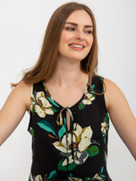 Hurt Czarna letnia bluzka w kwiaty bez rękawów