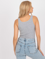 Szary damski top basic z koronką