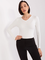 Hurt Ecru fitted basic long-sleeve blouse BASIC FEEL GOOD.