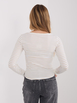 Ecru-beżowa bawełniana bluzka w paski