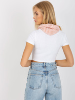 Jasnoróżowa lekka chusta komin w grochy 