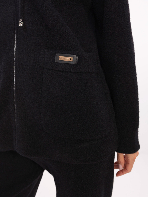 Czarny swetrowy komplet alpaka ze spodniami