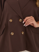 Brązowy płaszcz oversize z krótkimi rękawami RUE PARIS 