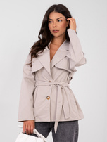 Beżowy krótki trencz z kieszeniami RUE PARIS