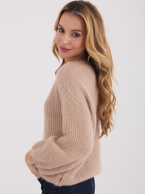 Beżowy damski sweter z długim rękawem