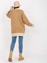 Großhandel Camel-farbener Cardigan mit Muster RUE PARIS.