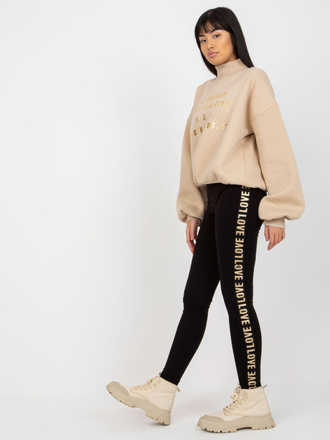 Hurt Czarne legginsy casualowe z napisami po bokach