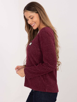 Burgundowy damski sweter w szeroki prążek