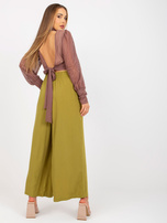 Hurtownia online Oliwkowe szerokie spodnie z materiału SUBLEVEL