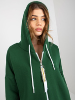 Hurt Ciemnozielona długa bluza basic z kapturem Stunning