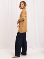 Großhandel Camelowy lockerer Pullover mit hohem Kragen RUE PARIS.