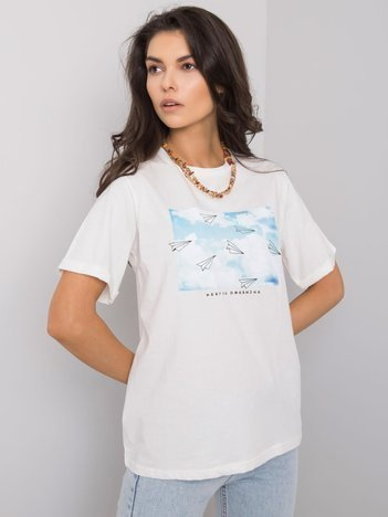 Biały t-shirt z printem Dael