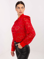 Czerwona rozpinana koszula z koronki 