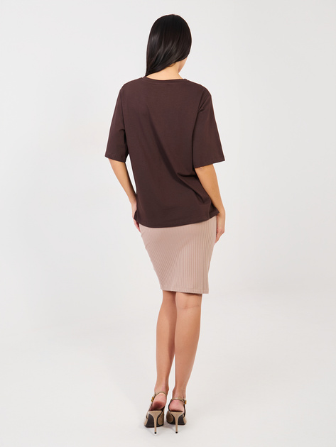 Ciemnobeżowa dopasowana spódnica basic RUE PARIS