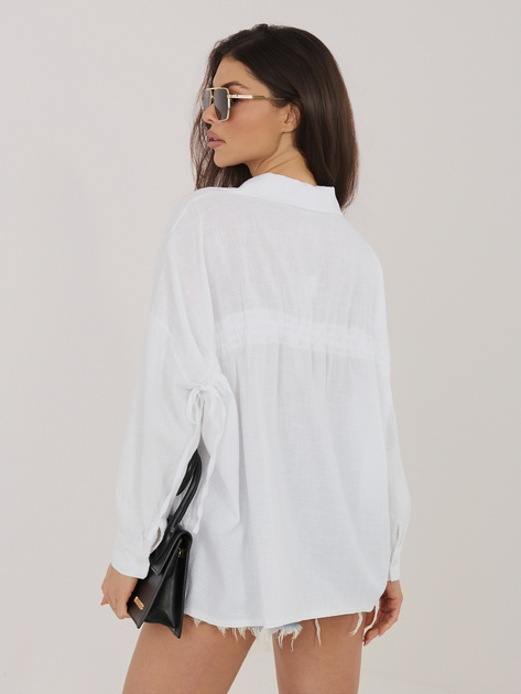 Ecru damska koszula oversize na lato