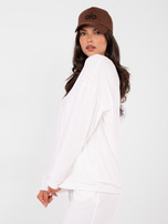 Ecru welurowy komplet z bluzą bez kaptura 