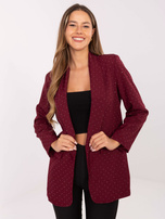 Bordowa elegancka marynarka z aplikacjami RUE PARIS 