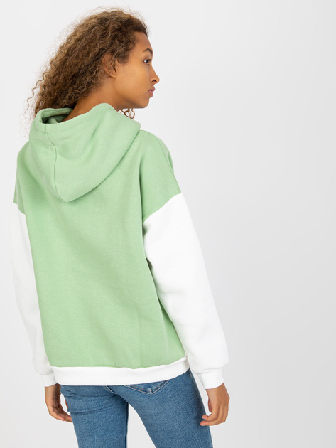 Hurt Zielono-ecru dresowa bluza basic kangurka RUE PARIS