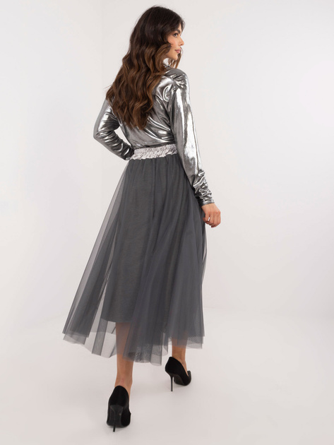Hurtownia Szara tiulowa spódnica z podszewką