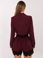 Burgundowa elegancka marynarka z koronką