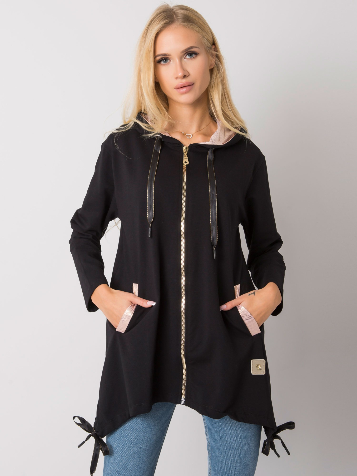 Schwarzer Reißverschluss-Pullover Narissa.