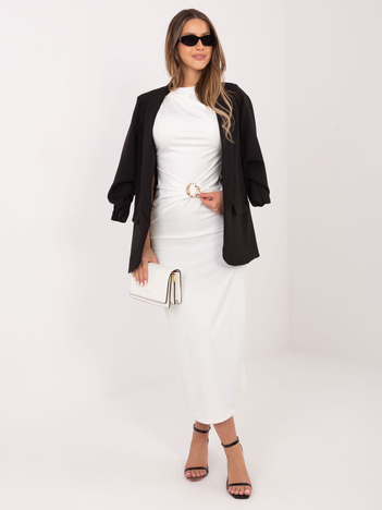 Ecru wieczorowa sukienka bez rękawów RUE PARIS