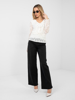 Ecru dopasowana bluzka z koronki RUE PARIS 
