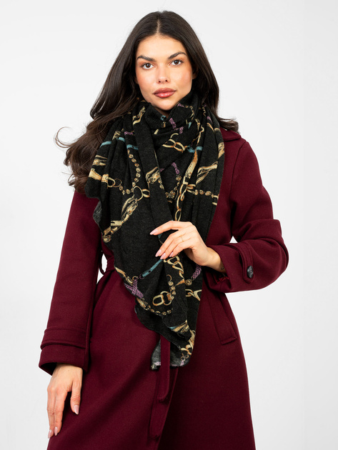 Czarna damska chusta z nadrukiem