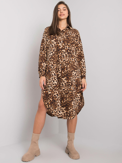 Beżowa sukienka w panterkę Tida OCH BELLA