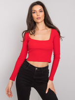 Czerwona krótka bluzka w prążek Cammy RUE PARIS