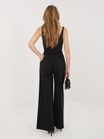 Czarne damskie spodnie z szeroką nogawką RUE PARIS