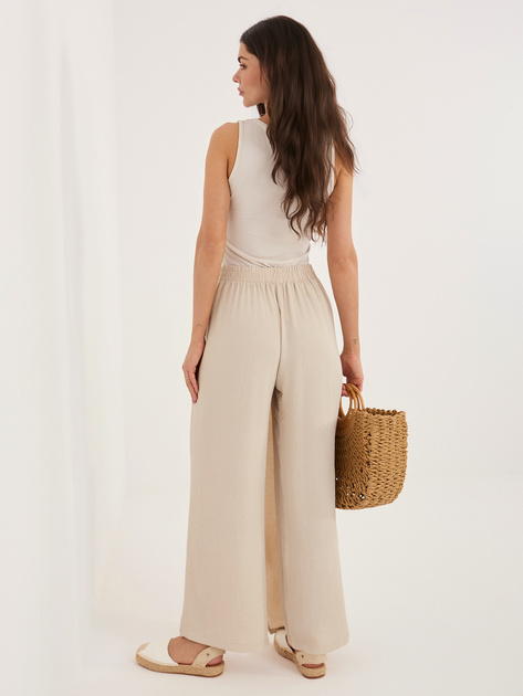 Beżowe letnie spodnie z wiskozy