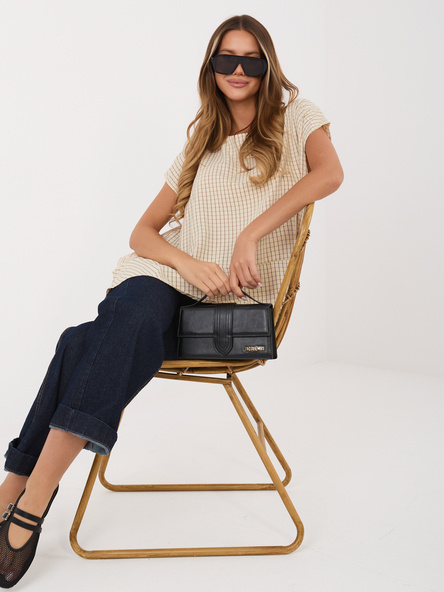 Beżowa letnia bluzka z domieszką lyocellu