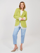Limonkowa elegancka marynarka z koronką