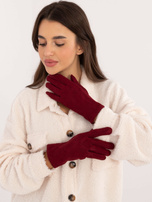 Hurtownia Bordowe rękawiczki damskie we wzory