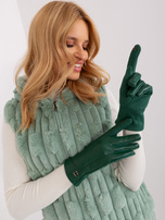 Hurt Ciemnozielone ocieplane rękawiczki damskie