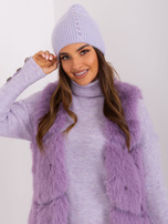 Hurt Jasnofioletowa czapka damska z angorą