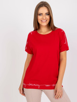 Red Casual Short Sleeve Blouse