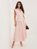 Jasnoróżowa plisowana sukienka bez rękawów RUE PARIS 