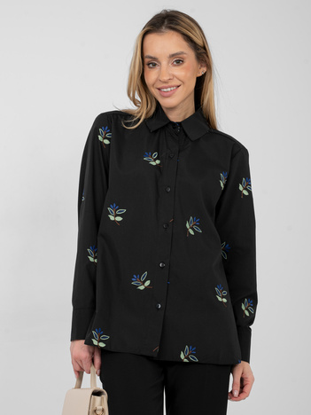 Czarna bawełniana koszula z haftem