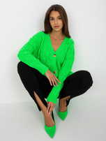 Hurt Fluo zielony sweter rozpinany w ażurowy wzór RUE PARIS 